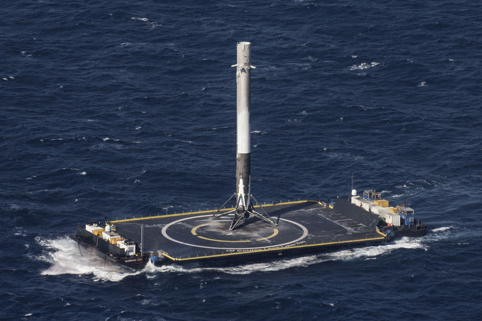 Falcon 9, on a boat